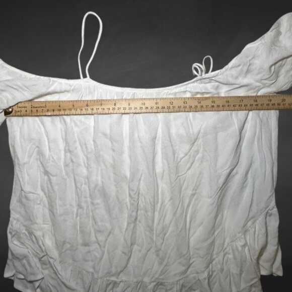 PPLA Cold-Shoulder Boho Blouse Flowy Ruffled Flutter Sleeves White Women's US M - Picture 5 of 8